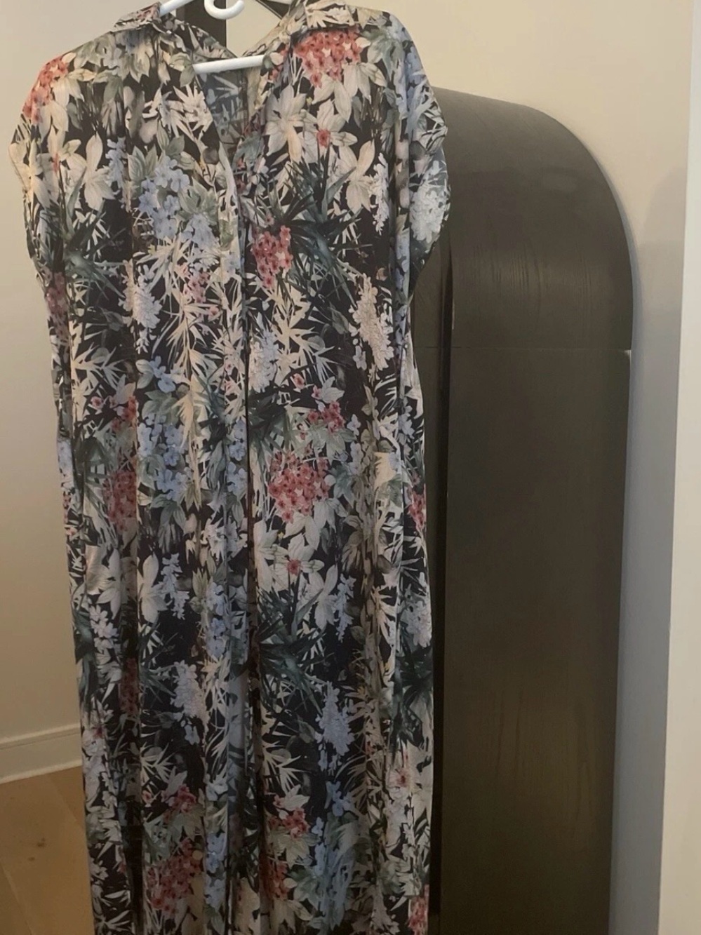 Zara Black Floral Button-Front Maxi Dress